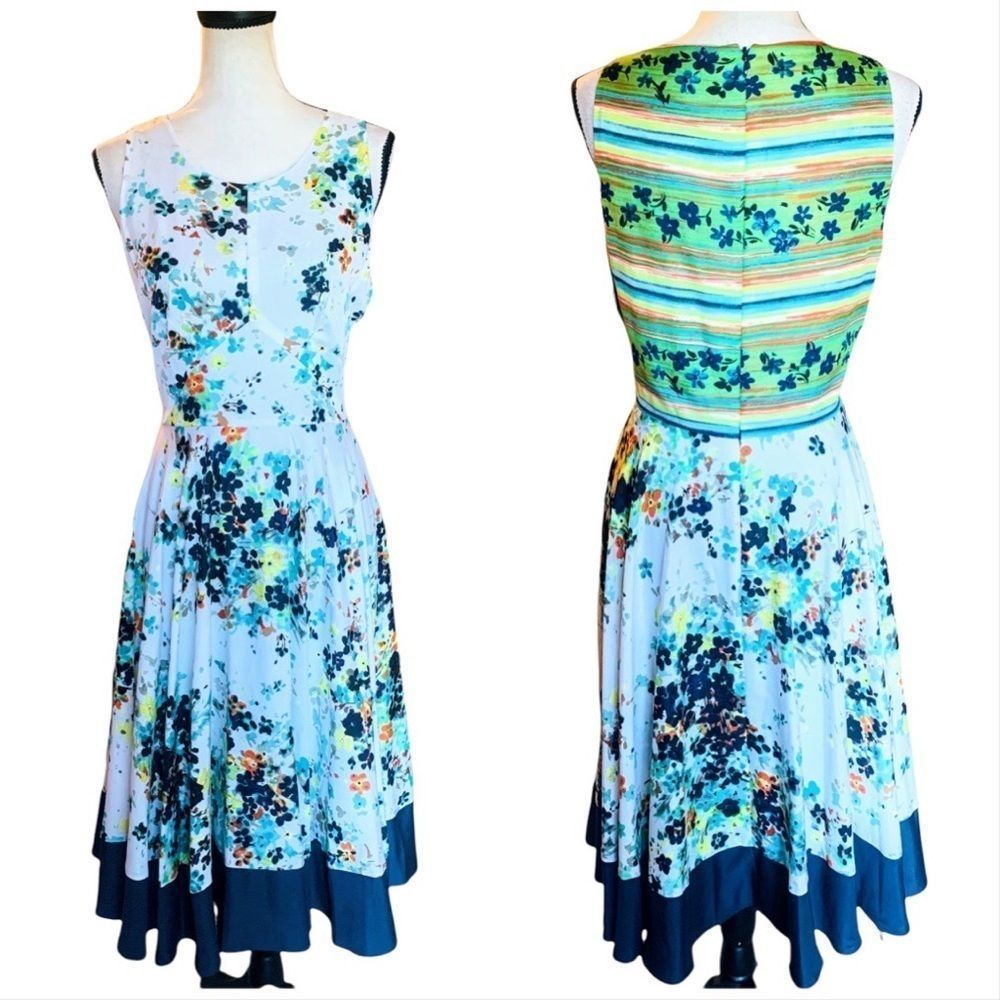 NWOT! GORGEOUS DONNA MORGAN FLORAL/STRIPED DRESS-SIZE 12